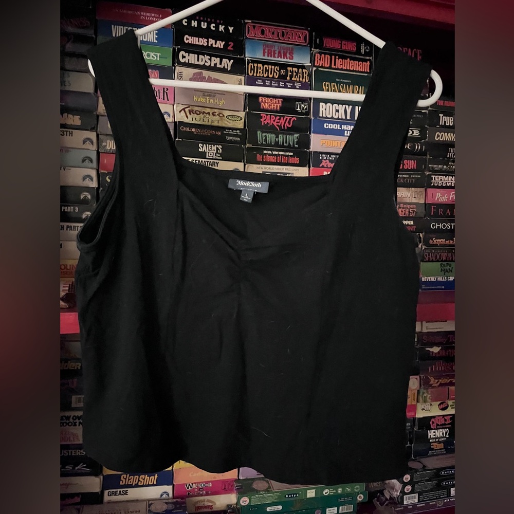 ModCloth Black Cropped Tank 1950s PinUp Large